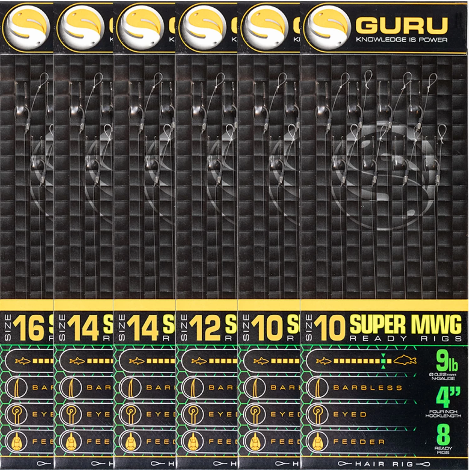 Guru SUPER MWG STANDARD HAIR RIGS 4" - 6 Opties