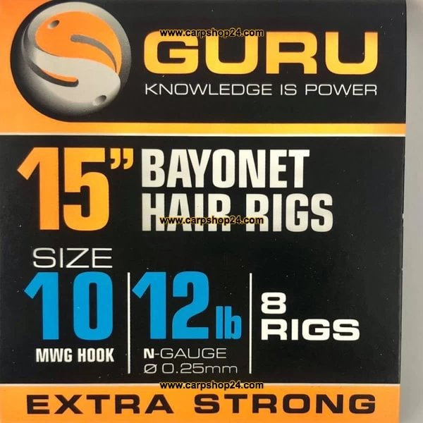Guru 15" BAYONET HAIR RIGS MWG HOOK - 4 Opties - Afbeelding 2