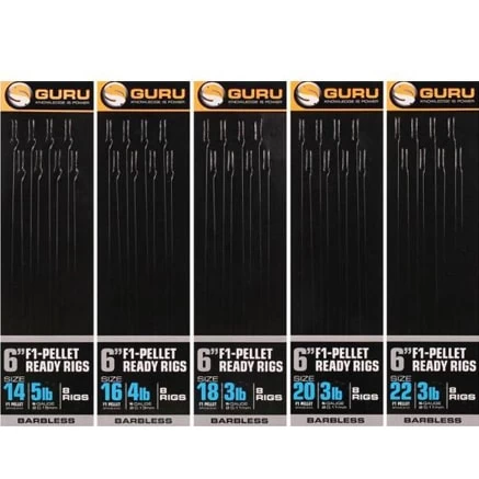 Guru 6" F1-PELLET READY RIGS BARBLESS - 5 Opties