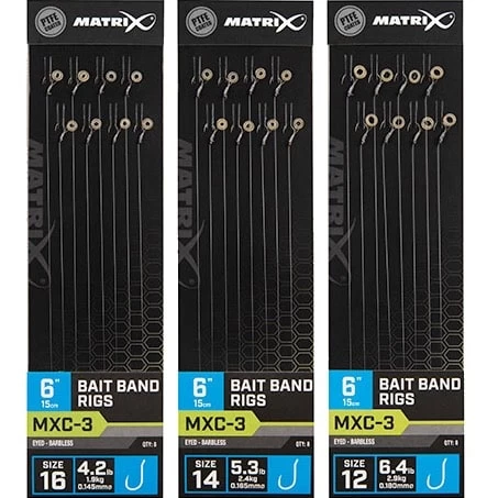 Matrix MXC-3 BAIT BAND RIGS EYED BARBLESS 6" - 15cm - 3 Opties