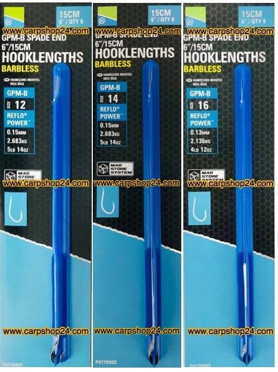 Preston GPM-B SPADE END HOOKLENGTHS BARBLESS 15cm