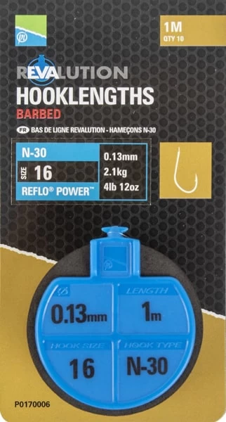 Preston REVALUTION HOOKLENGTHS BARBED 1m N-30 & N-50 - 8 Opties - Afbeelding 4