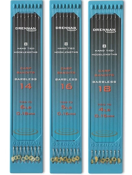 Drennan CARP BANDITS BARBLESS HOOKLENGTHS 6" - 15cm