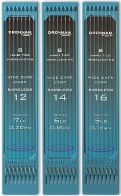 Drennan WIDE GAPE CARP BARBLESS HOOKLENGTHS 6" - 15cm