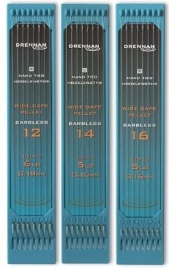 Drennan WIDE GAPE PELLET BARBLESS HOOKLENGTHS 6" - 15cm