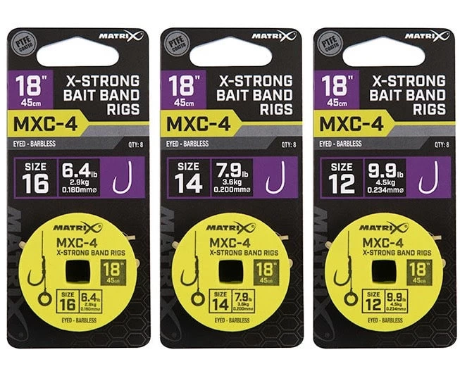 Matrix MXC-4 - 45cm (18") X-STRONG BAIT BAND RIGS EYED BARBLESS